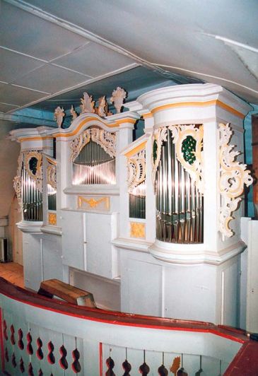 Orgeldetailfoto Johann-Christoph-Dinger-Orgel Herrengosserstedt