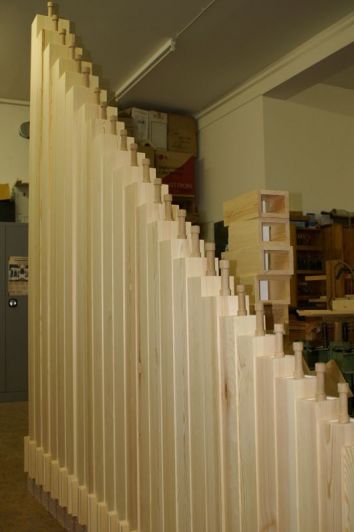 Orgeldetailfoto Holzpfeifenregister 16-Fuß-Gedacktpommer