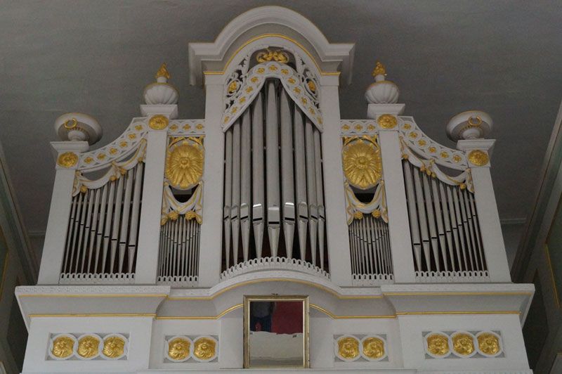 Orgeldetailfoto Johann-Heinrich-Schmidt-Orgel Ossla