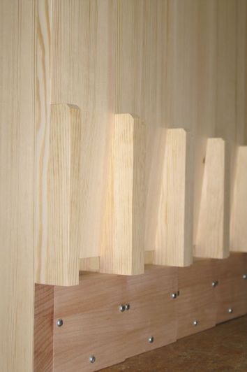 Orgeldetailfoto Holzpfeifenregister 16-Fuß-Gedacktpommer