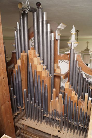 Orgeldetailfoto Johann-Heinrich-Schmidt-Orgel Ossla
