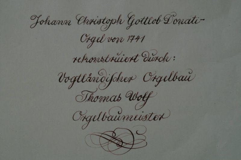 Orgeldetailfoto Christoph-Gottlob-Donati-Orgel Lichtenwalde